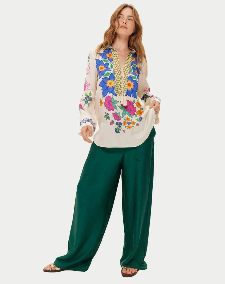 Me369 Mia Markers String Tie Neck Blouse