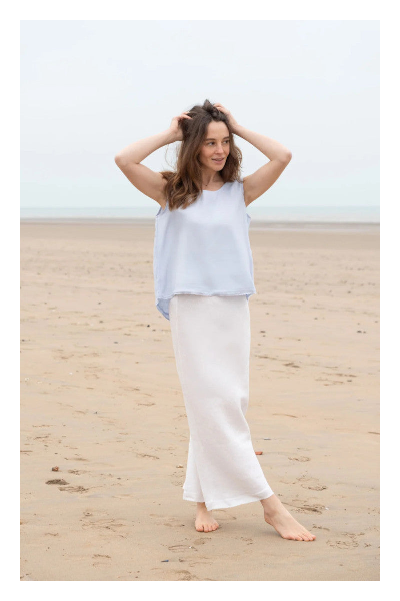 Bettie Linen Skirt Oyster White
