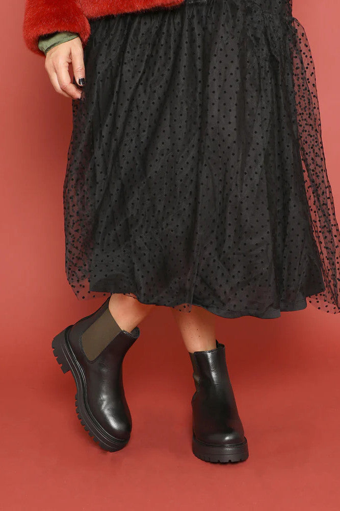 Esska Yolla Black Chunky Leather Boots