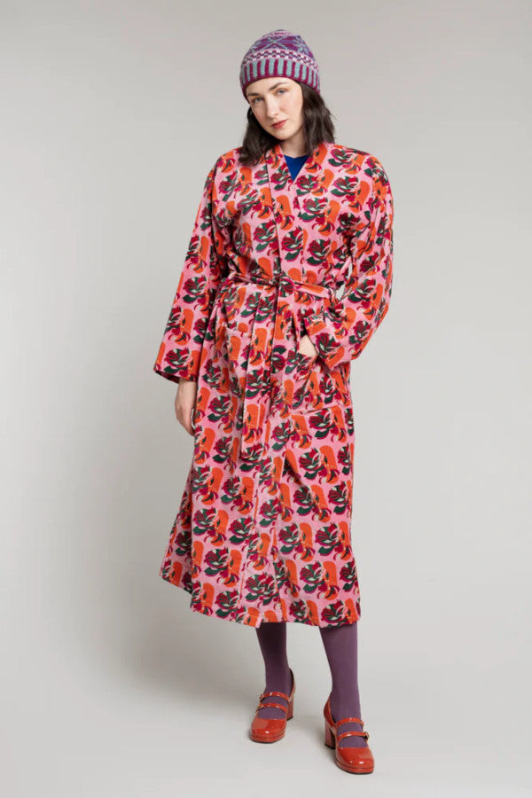 Les Touristes Long Kimono Velvet - Split Pink