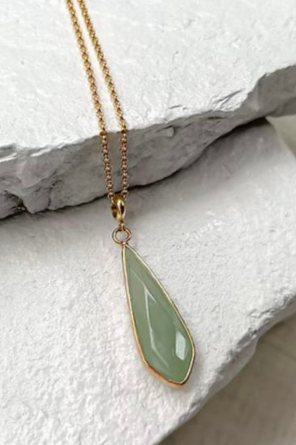 Roc Aventurine Droplet Gold Plated Necklace