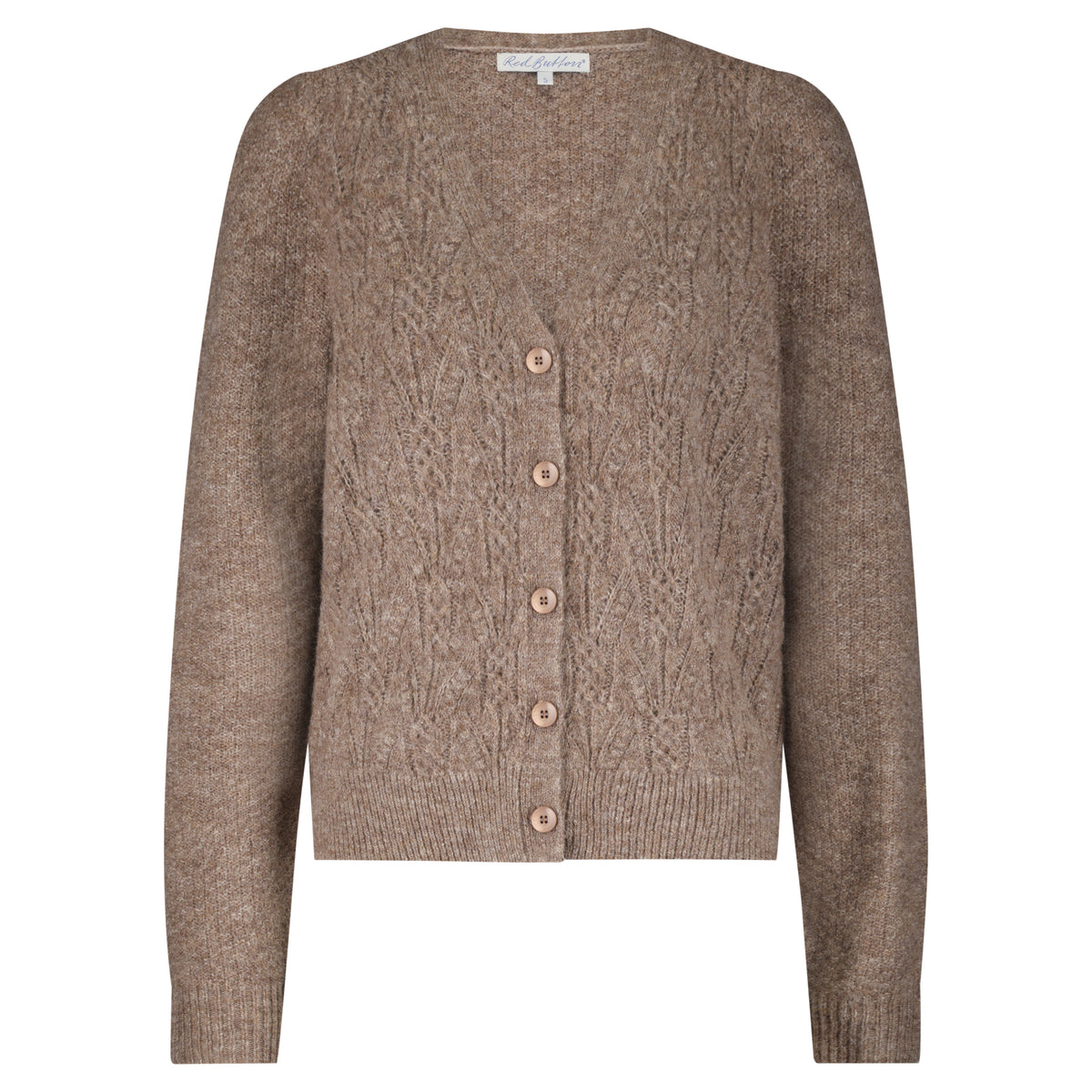 Red Button ajour cardigan - Mid brown