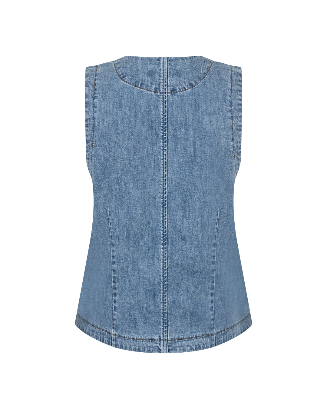 Red Button Waistcoat Denim
