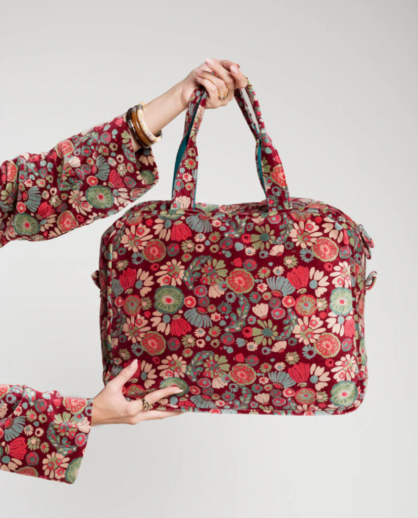 Les Touristes Weekend Bag Velvet - Molly Burgundy