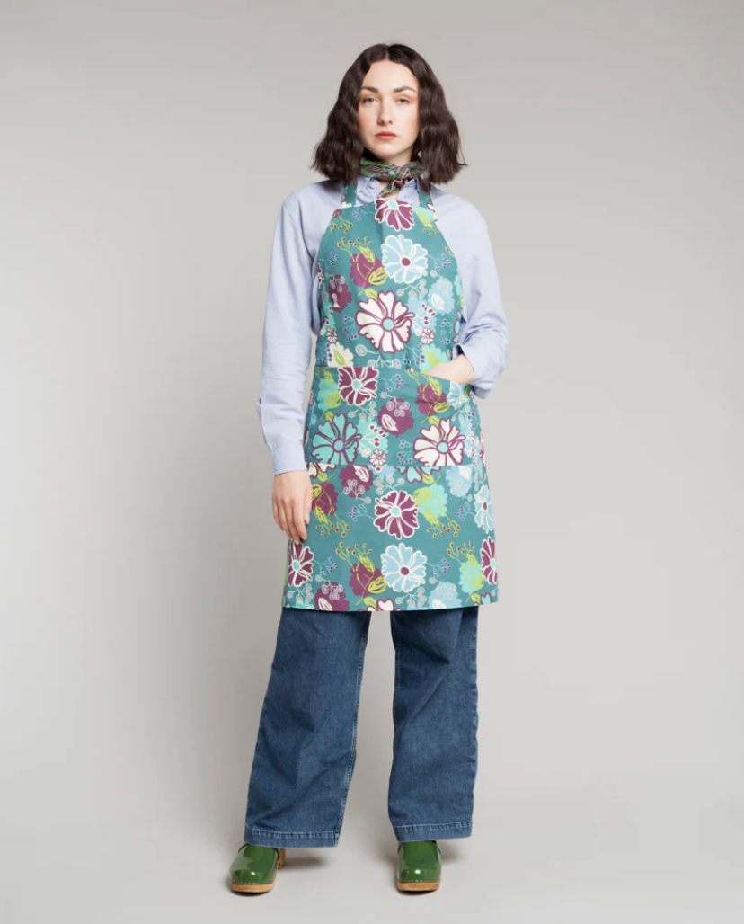 Les Touristes Chef's Apron - Cosmos Teal/Iris Gold