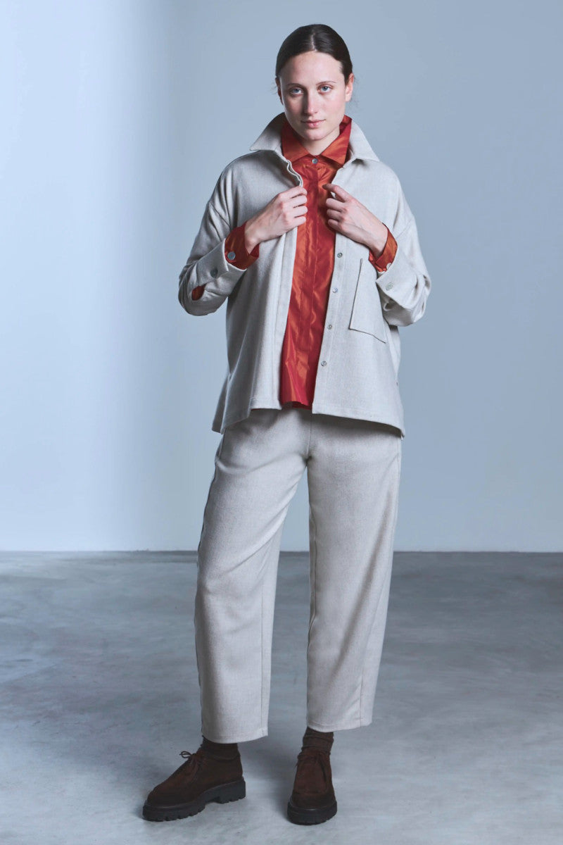 Trebarrabi Cosmea Flannel Wool Shirt Jacket