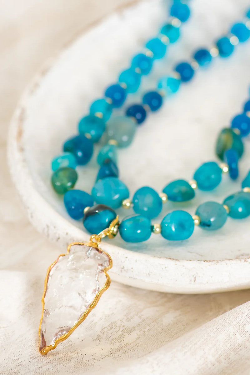 Wild Spirit Blue Agate & Quartz Layered Charm Necklace