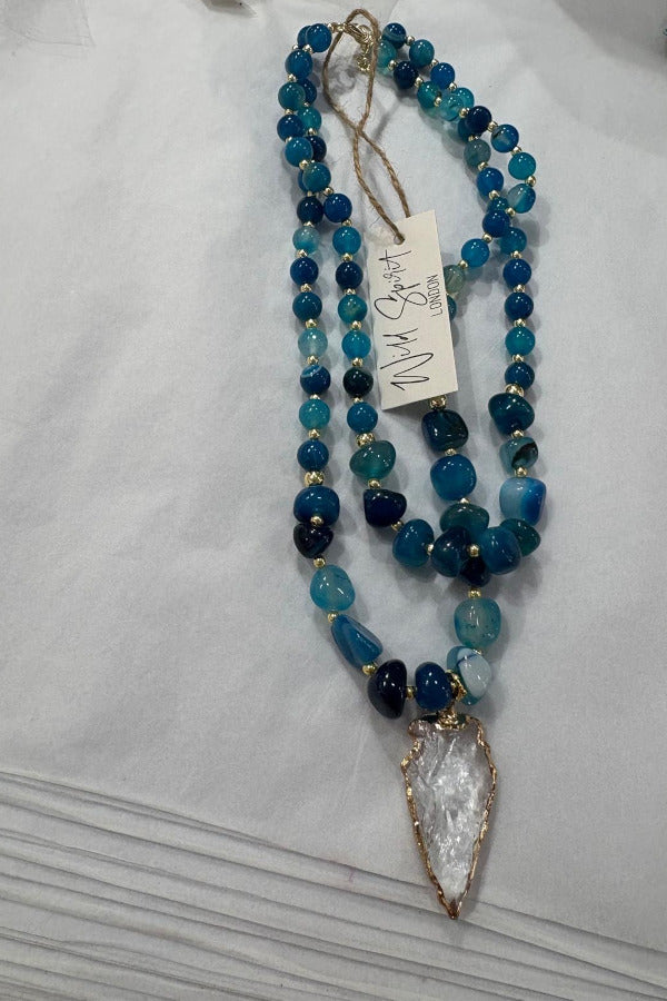 Wild Spirit Blue Agate & Quartz Layered Charm Necklace