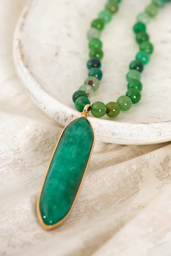 Wild Spirit Green Agate Selena Beaded Necklace