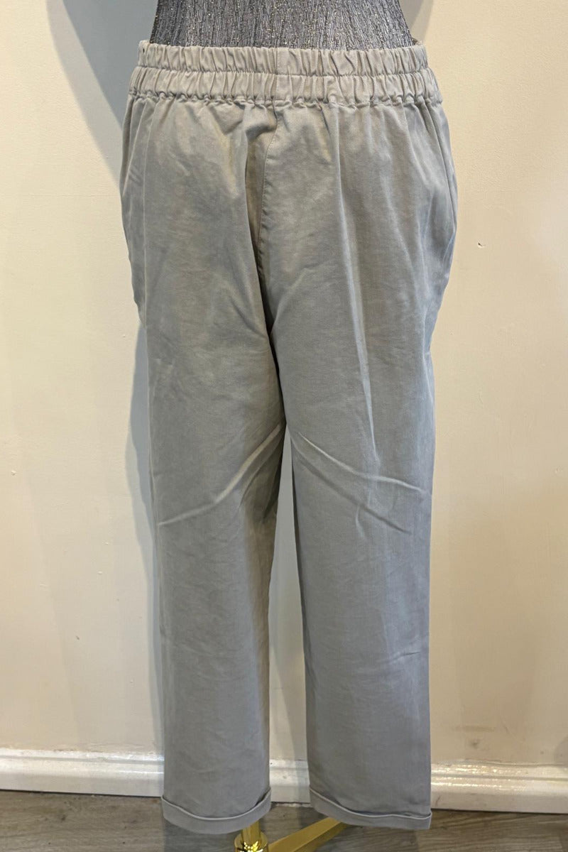 Cotton Pants with Turn-up in Sand