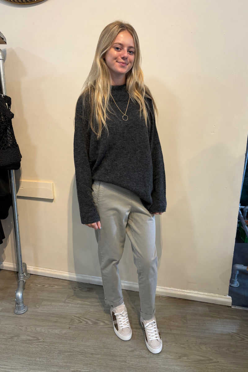 Cotton Pants with Turn-up in Sand