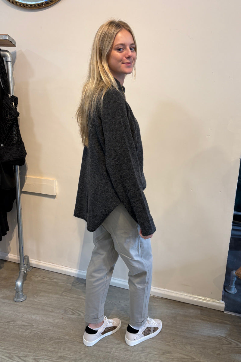 Cotton Pants with Turn-up in Sand