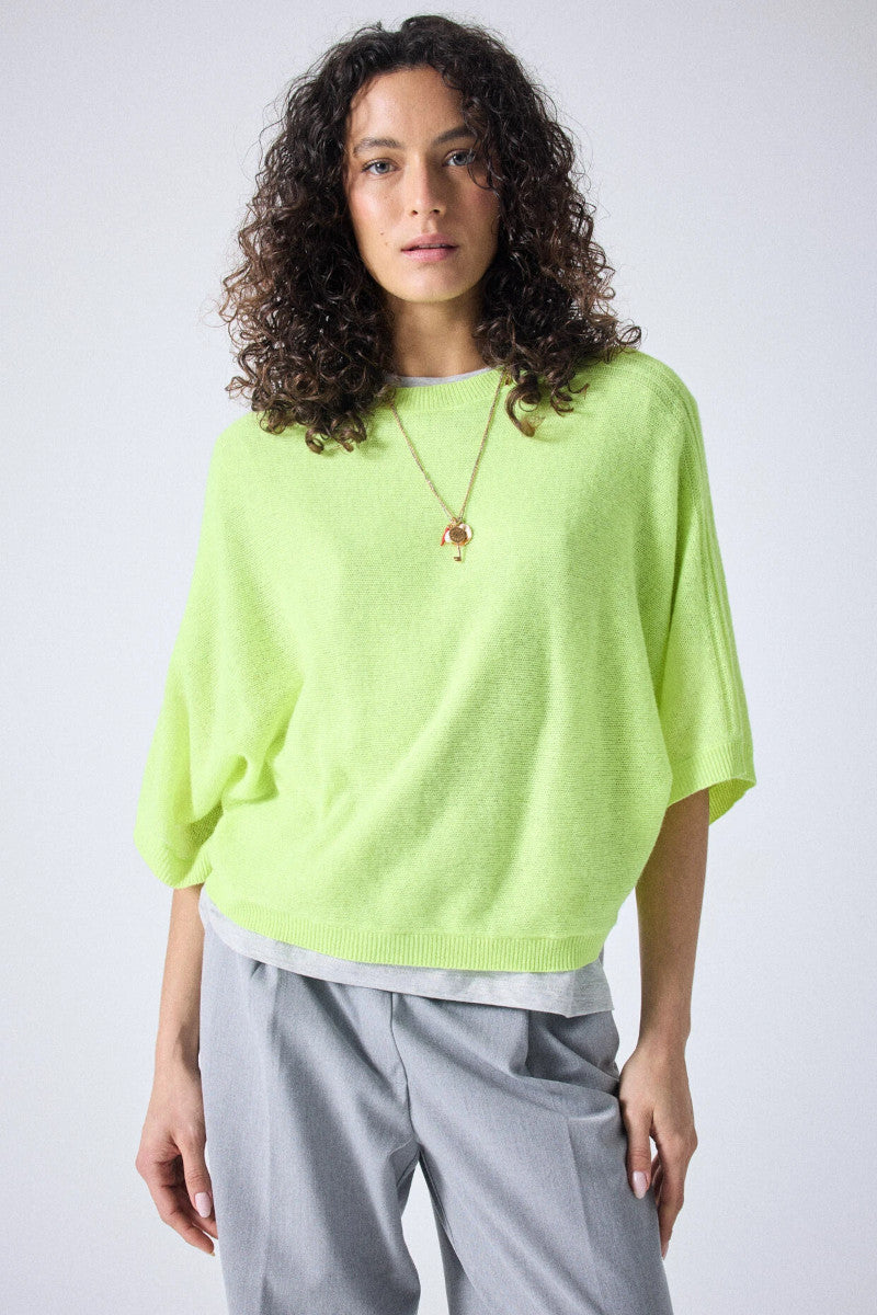 Absolut Cashmere Benedicta Poncho Sweater Lemon Neon