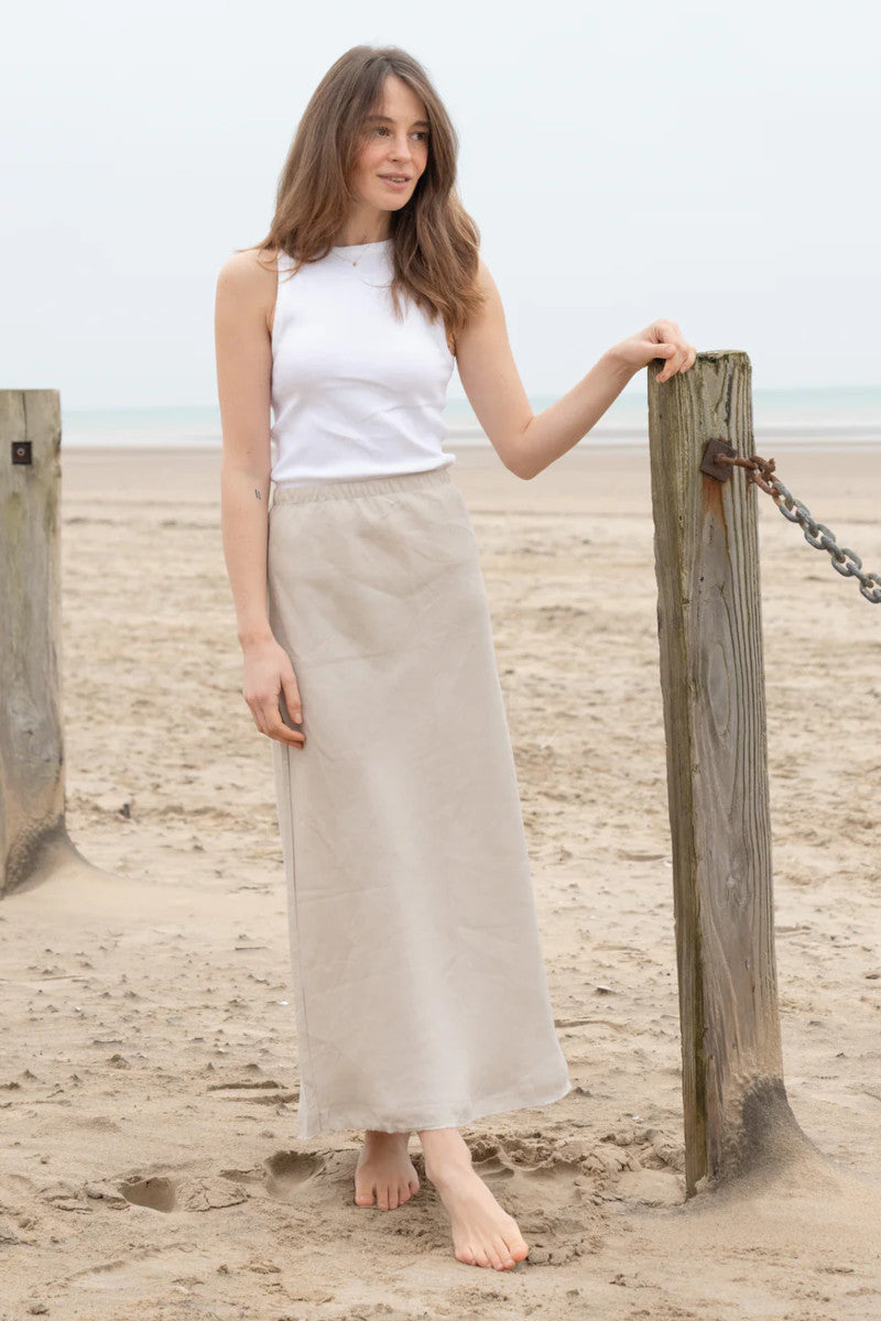 Dear Prudence Bettie Linen Skirt Natural