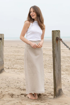 Dear Prudence Bettie Linen Skirt Natural