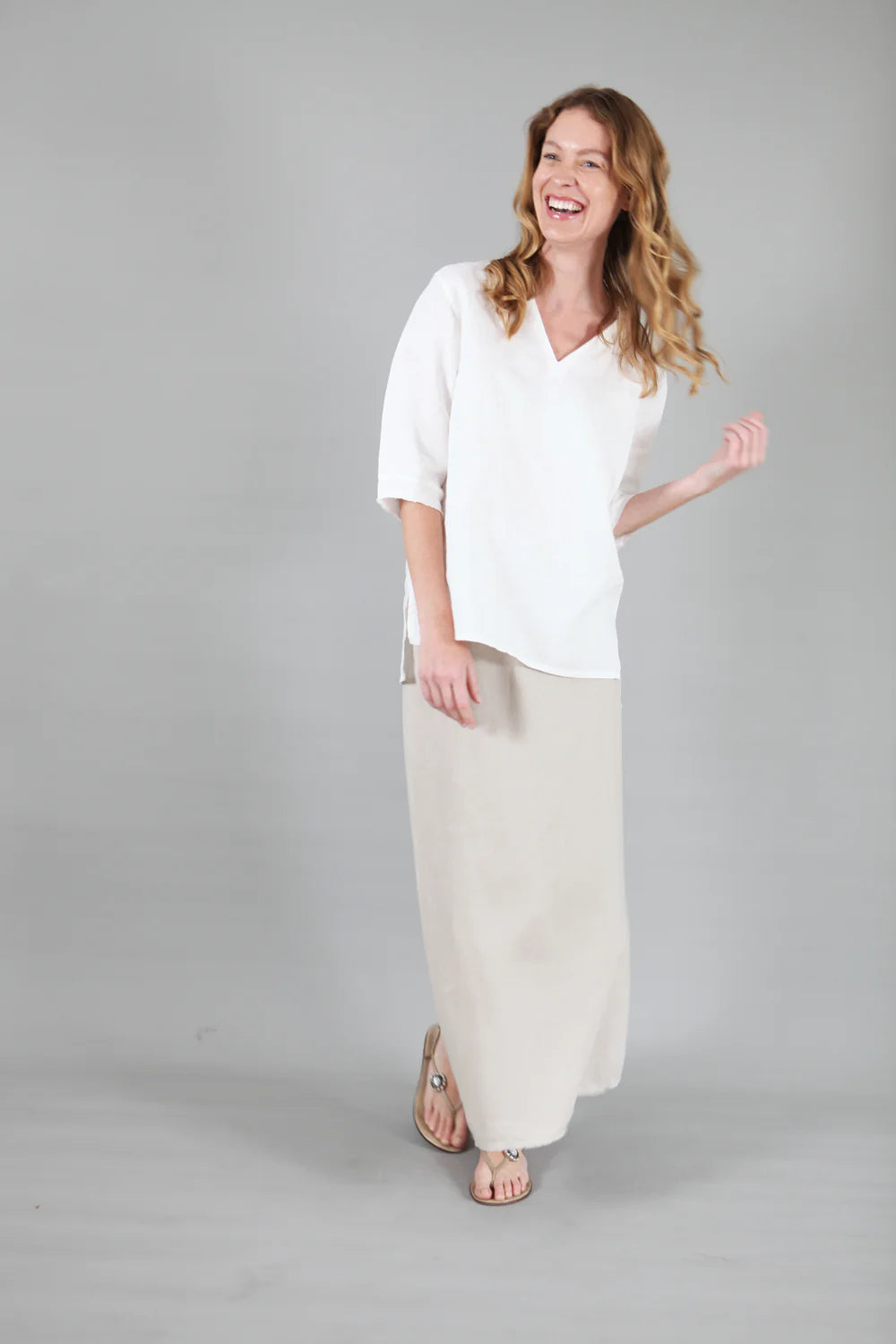 Dear Prudence Bettie Linen Skirt Natural