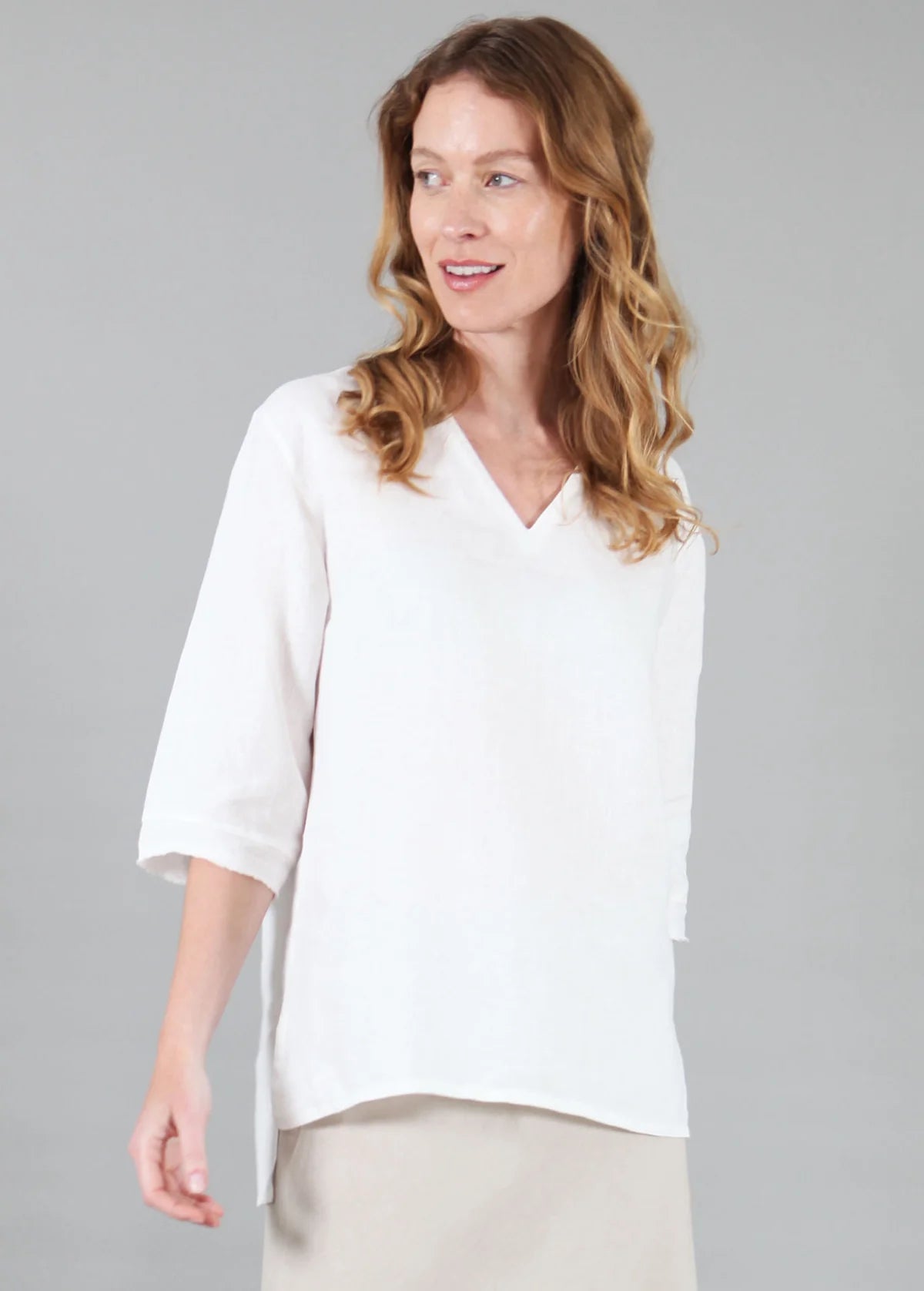 Lizzie Linen Collared Shirt Oyster White