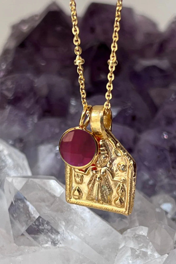 Mirabelle Goddess Lakshmi Medal with Astro Ruby