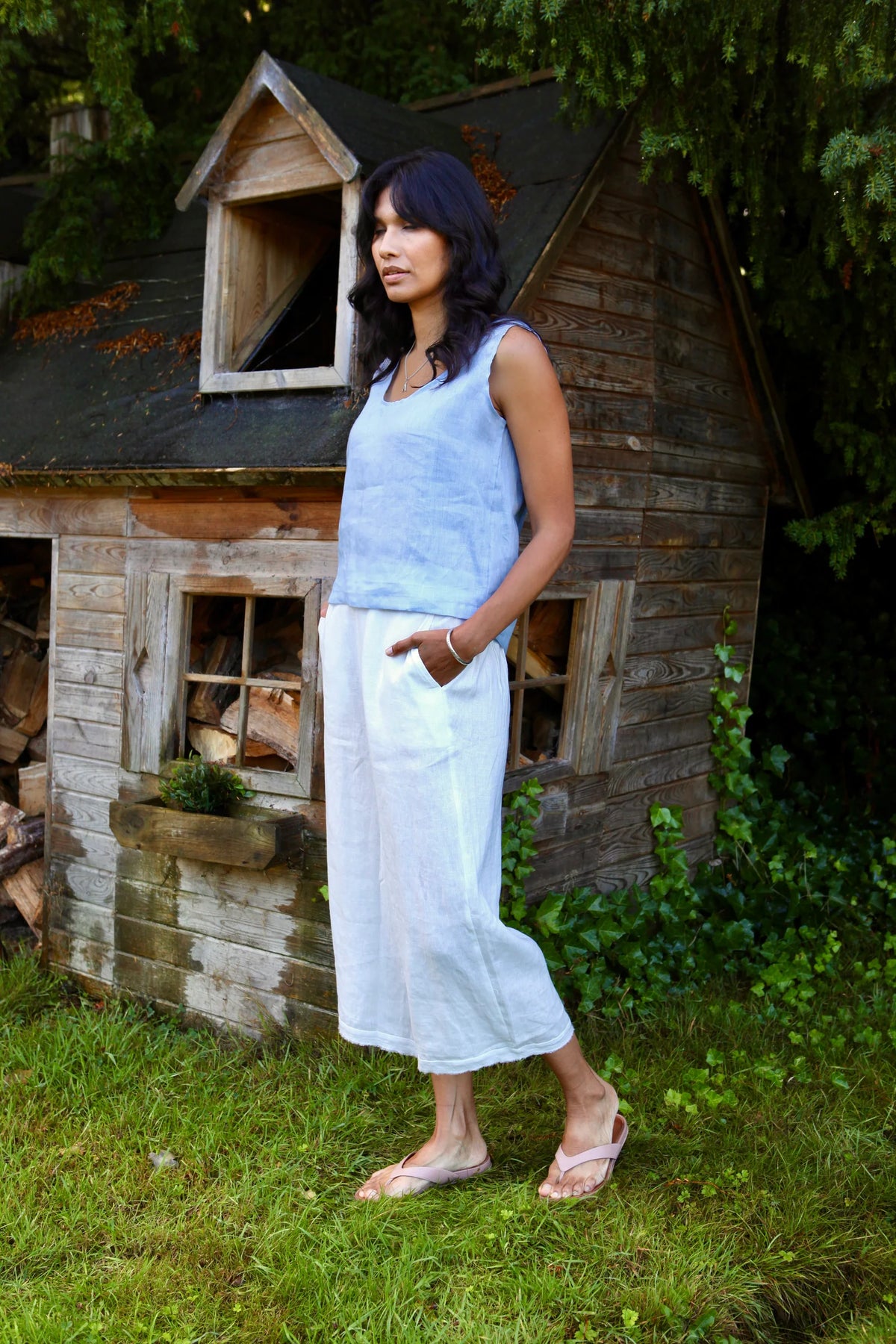 Sadie Crop Trousers Oyster White