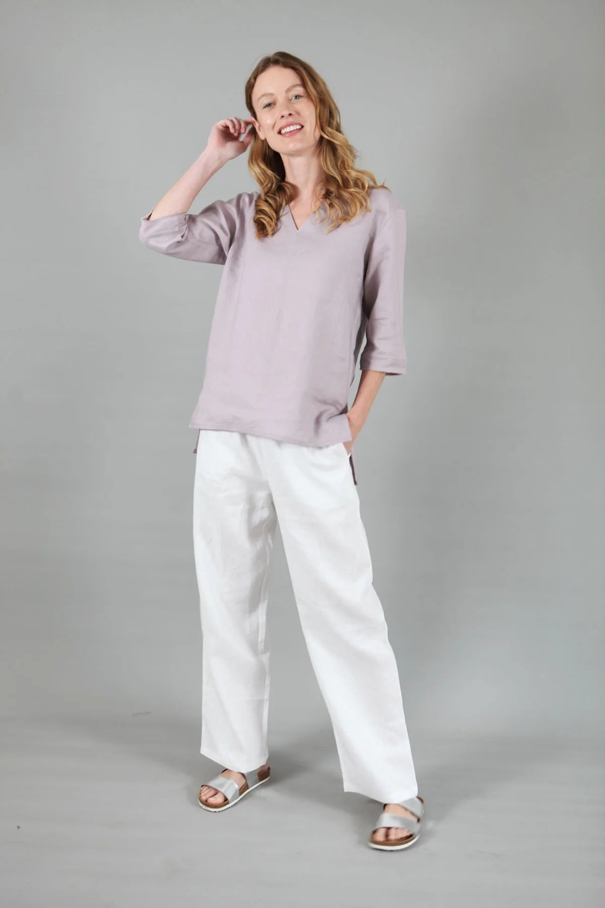 Millie Linen Trousers Oyster White